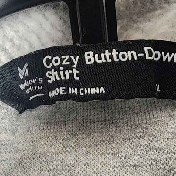 Members Mark Cozy Button Down Shirt Polyester blend XL Winter Grey Plaid - Picture 6 of 8